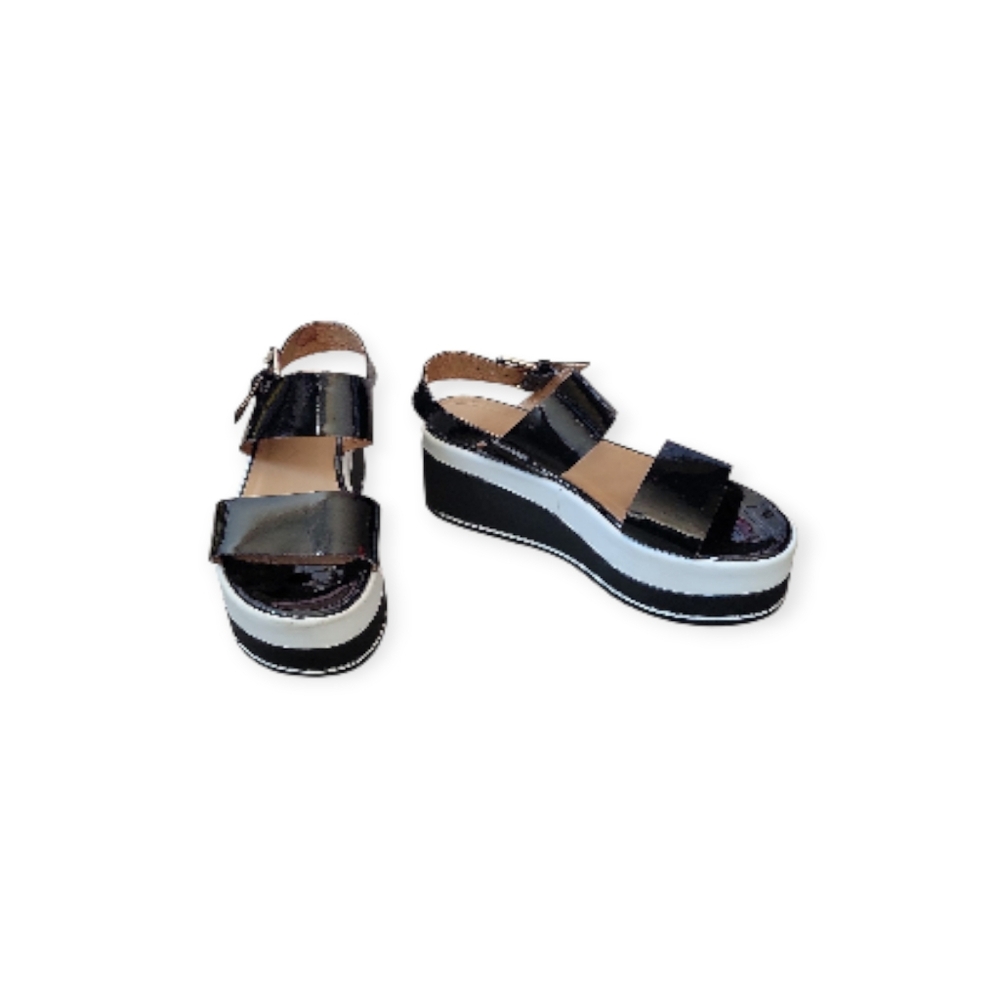Janet Sport Patent Leather Wedge Platform Sandal
